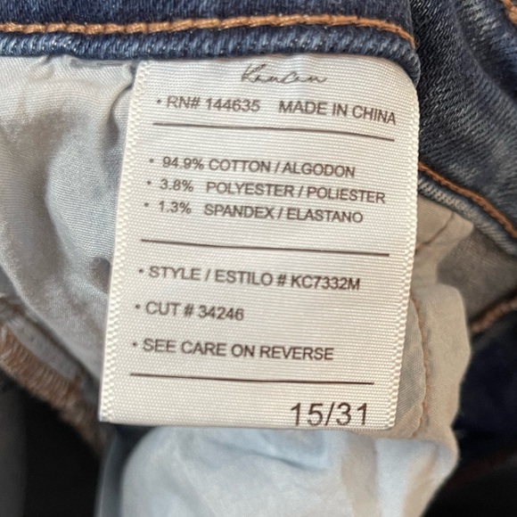 KanCan Medium Wash Distressed Crop Raw Hem Button Front Skinny Jeans Size 15/31 - Picture 12 of 12